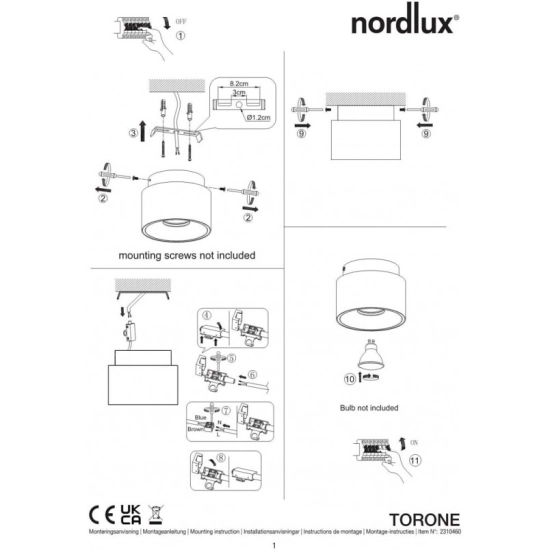 Plafon Torone 2310460103 1xGU10 NORDLUX